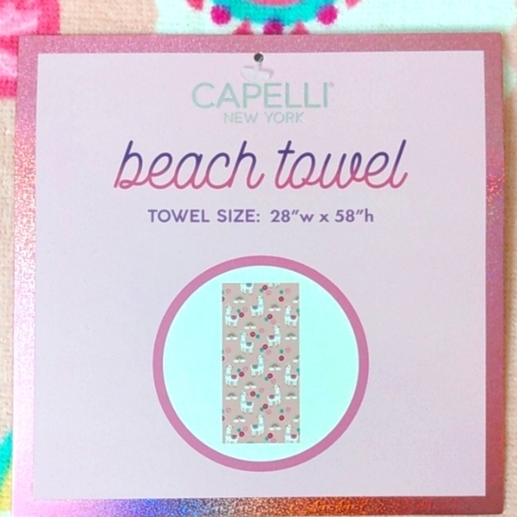 CAPELLI NEW YORK WHITE UNICORNS & RAINBOWS BEACH TOWEL SIZE 28W X 58H NWT - Picture 2 of 8